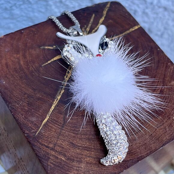 Vintage Fox Necklace Articulated pendant 90s y2k Quirky Statement Jewelry - Picture 4 of 10